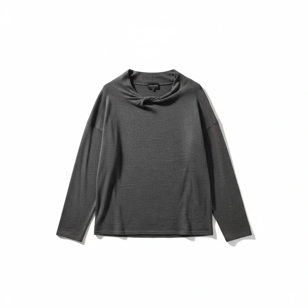 Giorgio Armani High End Black Label Gray Real Wool Silk Top, Size 42